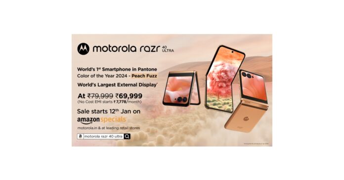 Motorola Disrupts Lifestyle Technology in India Launches motorola razr40 ultra and edge 40 neo in the PANTONE Colour of the Year 2024 Peach Fuzz