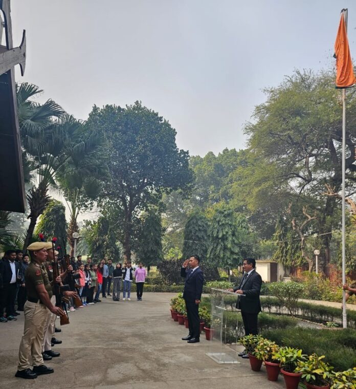 Minister, P Paiwang Konyak with others during the 75th Republic Day celebrated at Nagaland House, 29-Dr APJ Abdul Kalam Road, New Delhi.