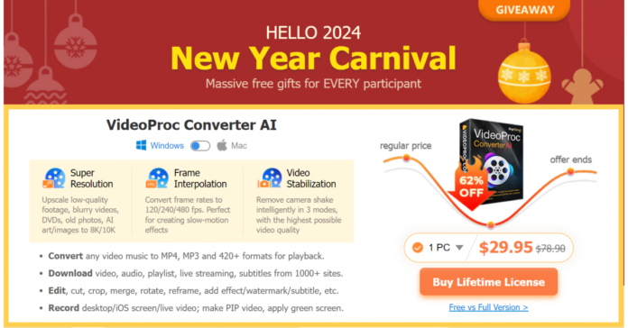 hello-2024-new-year-carnival.png 62% Off VideoProc Converter AI with Faster Super Resolution and 10 Exclusive Gifts