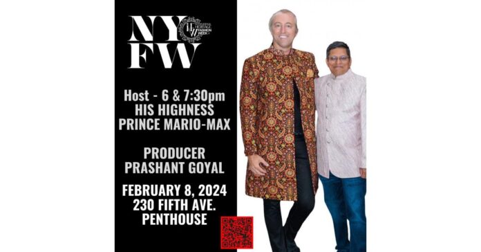 Prince Mario-Max Schaumburg-Lippe, the German Prince, TV-host and Lawyer to Host NYFW IHFW at 230 Fifth Ave. Penthouse