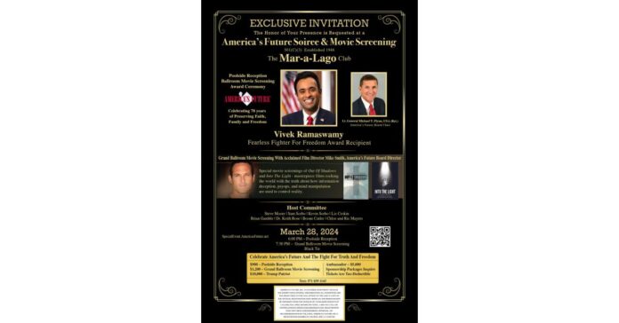 General Flynn to host Mar-A-Lago event with Vivek Ramaswamy 3-28-24 for Preventing Child Trafficking