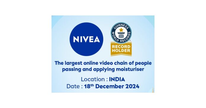 NIVEA India Sets a GUINNESS WORLD RECORDS With Largest Online Video Chain of People Passing and Applying Moisturiser