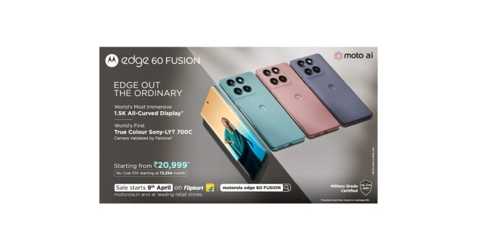 OG_Multimedialog_94232.jpg Motorola Launches Edge 60 FUSION A True Upgrade over Edge 50 Fusion with the World’s Most Immersive 1.5K All 4 Sides Curved Display, World’s 1st True Colour^ Sony-LYTIA 700C Camera, Segment’s Leading AI Experience with Moto AI and Ultimate Military Grade Durability Starting at Just Rs. 20,999*