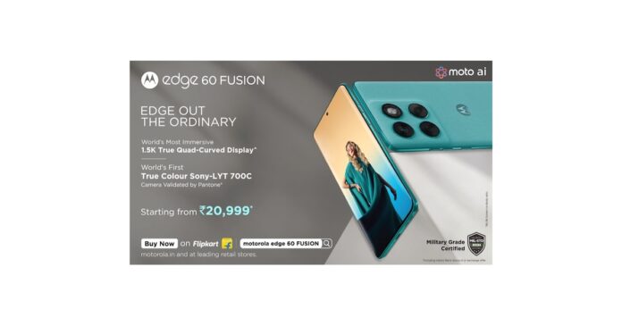 OG_Multimedialog_94340.jpg motorola edge 60 FUSION Goes on Sale Today with the World’s Most Immersive 1.5K True Quad-Curved Display, World’s 1st True Colour^ Sony-LYTIA 700C Camera, Segment’s Leading AI Experience with moto AI and Other Features Starting at Just Rs. 20,999*