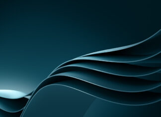 Abstract wave shape in dark blue tones.