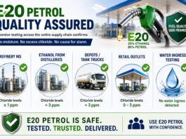 Oil Marketing Companies (OMCs) test for Moisture & Chloride presence in E20 Petrol: Claims of 500 ppm Chloride and presence of moisture not validated Ethonol Petrol Tested Safe