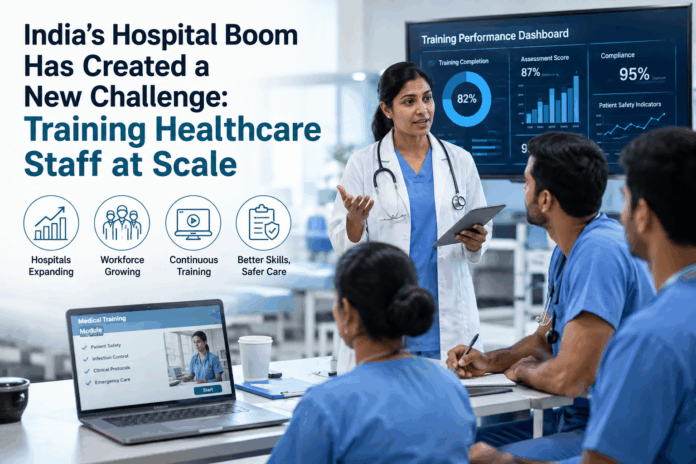 Healthcare staff undergoing continuous training in an Indian hospital